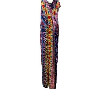 Iris Los Angeles pantsuit boho tribe print spaghetti straps sz small